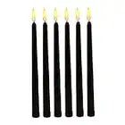 Bougies Effilées À Led 3d Scintillantes Sans Flamme À Piles Bougies Décor Led Longue Bougie Chandelier Led Pour La Maison Dîner Table Fête Mariages Anniversaire, Noir 6pcs