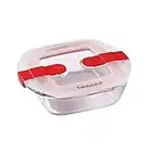 Pyrex Cook & Heat contenitore quadrato per alimenti in vetro borosilicato con coperchio sfiatavapore per il microonde – cuocere in forno, conservare & riscaldare - 14x12cm -