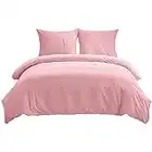 WAVVE Bettwäsche 155x220 3teilig Rosa - Bettbezüge 155 x 220 Sets mit 80x80 cm Kissenbezug, Bettwäsche Pink für Einzelbett, Weich Bettbezug mit Reißverschluss