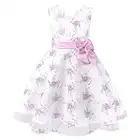 Freebily Vestito da Cerimonia Bambina Lungo Elegante Tulle Petali di Rosa Abito da Principessa Battesimo Abito Damigella Vestito da Sposa Matrimonio Colorati Comunione Rosa D 4-5 Anni