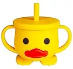 Taza para niños pequeños, taza de entrenamiento de silicona, taza de destete LED para bebés con doble mango, taza abierta para bebés, irrompible, 7 onzas, 6+ meses (taza+tapa)