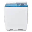 COSTWAY Portable Washing Machine, Twin Tub 26Lbs Capacity, Washer(18Lbs) and Spinner(8Lbs), Compact Laundry Machine with Control Knobs, Timer Function, Drain Pump, Laundry washer for Apartment, RV, Blue