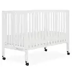 Dream On Me Quinn Full-Size Folding Crib In White, Removeable Wheels, Modern Nursey, Adjustable Mattress Support, Portable Crib, Patented Folding System