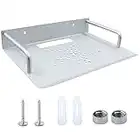 Estantería Pared Bandeja para Routers - Estante De Almacenamiento de Aluminio Plateado de Montaje En Pared, Colocación Horizontal en la Pared, Ventilado para Servidores, Estante Red Pequeño, 23x16cm