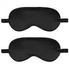 2Pack Silk Sleep Mask,IEKEODI Eye Mask for Sleeping,Elastic Blackout Eye Mask & Blindfold for Full Night's Sleep,Travel and Nap(Black)