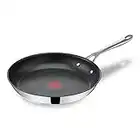 Tefal Jamie Oliver Cook's Direct Frying Pan 28cm Non-Stick Stainless Steel, Heat Indicator, Riveted Safe-Grip Handle, Induction Hob Compatible, E3040644