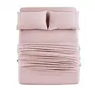 Mohap Bed Sheet Set 4 Piece Bedding Double Brushed Microfiber Soft Bedding Fade Resistant Easy Care Queen Pink