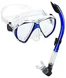 Phantom Aquatics Velocity Scuba Snorkeling Mask Snorkel Set, Blue