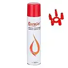 EUROJET Feuerzeuggas zum nachfüllen 1 x 300ml Nachfüllflasche Nachfüllgas Kartusche mit Adapter Feuerzeug Gas für Küchenbrenner Flambierbrenner