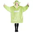 Disney The Mandalorian Blanket Hoodie for Boys Teens, Baby Yoda Fleece Wearable Blanket (Green)