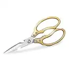 AWinjoy Kitchen Scissors, Heavy Duty Sharp Kitchen Shears Dishwasher Safe,Gold Kitchen Accessories Cooking Shears for Kitchen Meat Chicken Fish Poultry Herb Bread (Gold)