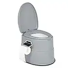 VINGLI Portable Toilet | Indoor Outdoor Commode w/Detachable Inner Bucket & Removable Paper Holder, Lightweight & Compact for Camping, Boat, Van, Emergency Use (Grey)