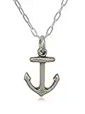 Sterling Silver Tiny Anchor Nautical Hope and Safety Charm Necklace, 18"