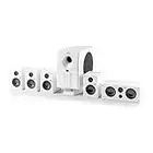 Auna Areal 525 - Surround Sound System 5.1, Home Theater 5.1, Sistema Attivo con Subwoofer di 13,5 cm (5,25 "), 5 Satelliti per 95W RMS di Potenza Totale, Bassreflex, AUX, Bianco