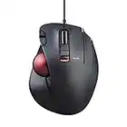 ELECOM EX-G Trackball Mouse, Wired, Thumb Control, Ergonomic Design, 5-Button Function with Smooth Tracking, Ergonomic Design, Optical Gaming Sensor, Smooth Red Ball, Windows11, macOS (M-XT2URBK-G)