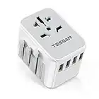 TESSAN Adaptateur de Voyage, Prise Universelle 2300W avec 4 USB 2.4A, Adaptateur International France vers USA Canada UK Australie Chine Japon Qatar, Prise Monde vers France