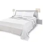 Lenzuola Matrimoniali Completo, Materiale 100% Puro Cotone, Lenzuola e 2 Federe da Letto, Biancheria da Letto Tinta Unita, bianco