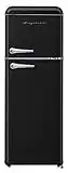 FRIGIDAIRE EFR756-BLACK EFR756, 2 Door Apartment Size Retro Refrigerator with Top Freezer, Chrome Handles, 7.5 cu ft, Black