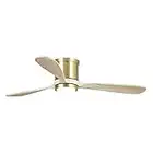 Parrot Uncle Ceiling Fans with Lights 52 Inch Low Profile Ceiling Fan with Light Flush Mount for Bedroom Gold