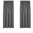 Deconovo Grey Blackout Curtains Thermal Curtains Super Soft Pencil Pleat Blackout Curtains Bedroom 46 x 54 Drop Inch Light Grey Two Panels