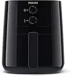 Philips Essential Airfryer - Poêle De 4,1 Litres, Friteuse Sans Huile, Technologie Rapid Air, Application Avec Recettes NutriU, Contrôle De l'Heure Et De La Température, Noir (HD9200/90)