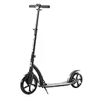 HOMCOM Teens Adult Kick Scooter w/Shock Absorption Mechanism Foldable Adjustable Height Aluminium Frame Ride On Toy for 14+ - Black