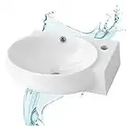 Starbath Plus - Lavabo de Cerámica - Suspendido con Forma Ovalada - Color Blanco - Con Agujero para Grifo - Medidas 43 x 28 x 12 cm - Ideal Baños y Aseos