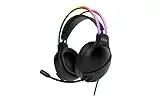 Krom KLAIM -NXKROMKLAIM - Auriculares con microfono, Sonido stereo Rainbow RGB LED, Altavoces 50mm, Diadema Ajustable, Micro Flexible, USB, Compatible PC, Negro