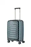 travelite 4-Rad Handgepäck Koffer mit Vortasche erfüllt IATA-Bordgepäckmaß, Gepäck Serie AIR BASE: Funktionaler Hartschalen Trolley im coolen Look, 075346-25, 55 cm, 43 Liter, eisblau