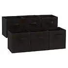 Amazon Basics Collapsible Fabric Storage Cube/Organiser with Handles, Pack of 6, Solid Black, 26.6 x 26.6 x 27.9 cm