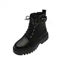 NUSGEAR 2021 Botas de Combate con Cordones Mujer Botas Militar Mujer Botas Clasicas Adulto Ankle Boot Mujer Botín de Piel Botas de Cuero Plataforma Zapatos de Vestir Botas