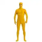 Yuanu Unisexo Cosplay Etapa Rendimiento Traje Color Sólido Segunda Piel Traje Zentai Mono Exponiendo Ojos Y Boca Amarillo 2XL