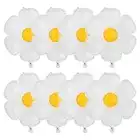 8 Pieces Daisy Balloons Large White Daisy Flower Foil Balloons (70 x 70 CM) Daisy Theme Flower Balloons for Girls Birthday Party, Wedding, Baby Shower Balloon Decor