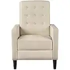 Yaheetech Fabric Reclining Chair Single Armchair Adjustable Upholstered Sofa with Soft Padded Seat Living Room Bedroom Theater Recliner Beige