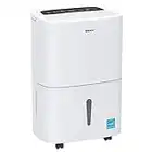 Shinco SDZ1-70P 5000 Square Feet Portable Home Basement Bathroom Dehumidifier with 2 Fan Speeds, Timer, LED Display, Washable Filter, 70 Pints, White