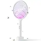 YISSVIC Bug Zapper Racket 4000 Volt Electric Fly Swatter Mosquito Killer Dual Modes with Purple Attractant Light Rechargeable