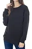 Smallshow Sweat-Shirt d'allaitement Toison, Manches Longues, Pull-Over d'allaitement Maternel Tops Black L