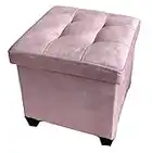 HomeHarmony® Velvet Folding Storage Ottoman Bench Cube Footrest with Legs/Feet Quick and easy to Assemble (Coral Reef, Medium)