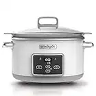 Crock-Pot Duraceramic | Olla de cocción lenta digital | Recipiente Compatible con Fuego e inducción | 5 L | Acero Inoxidable, Blanco [CSC026X]