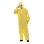 EraSpooky Men Yellow Jumpsuit Hazmat Costume Halloween Party Coverall,Gloves,Goggles