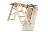 Optistep Wooden Timber Folding Loft Ladder Attic Stairs. Frame Size W70cm x L120cm H up to 280cm & Insulated Hatch