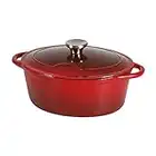 Sitram 711065, Cocotte Tradifonte ovale en fonte émaillée 6,5 Litres - Extérieur rouge, intérieur noir mat - bouchon en inox - toutes sources de chaleur y compris induction et four