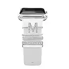 Lugares decorativos de acero inoxidable Joya de joyería Banda de relojes Accesorios Compatibles para Apple Watch Bands Charms para Galaxy Watch Band Fit for All Watch Bands (sin banda) Letter M