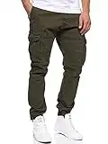 Indicode Hommes Alex Pantalon Cargo en Coton avec 6 Poches Forest Large