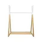 Puckdaddy Perchero Hugo - 115x50x142 cm, perchero de madera de pino en diseño Tippi en blanco-naturaleza, perchero moderno para habitaciones de bebés y niños, con práctico zapatero