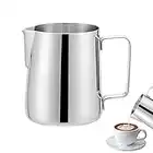 HOMEE Milk Frothing Pitcher, 12oz Stainless Steel Milk Steamer Jug, Milk Frother Pitcher Perfect for Milk Frother, Expresso Machine, Latte Art, Silver