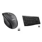 Logitech M705 Marathon Wireless Mouse, 2.4 GHz USB Unifying Receiver, 1000 DPI - Black & K270 Wireless Keyboard for Windows, 2.4 GHz Wireless, Full-Size, Number Pad, 8 Multimedia Keys