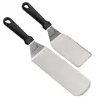 Raspador Espátula Profesional - Juego de plancha de acero inoxidable Pancake espátula y de ideal para parrilla de barbacoa parrilla de cocción y con parte superior plana