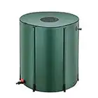 Azaeahom 50 Gallon Filtrable Rain Barrel, Collapsible Portable Water Storage Tank, Garden Water Barrel with Drain Pipe and Flood Valve, Thickened Material & Stable for Car Wash, Warm House, Green