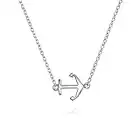 Minimalist Tiny Nautical Ocean Vacation Diagonal Sideways Boat Anchor Pendant Necklace For Women Teens .925 Sterling Silver